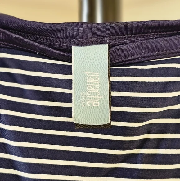 Panache Navy and White Striped High-Waisted Bikini Bottom - Picture 6 of 8